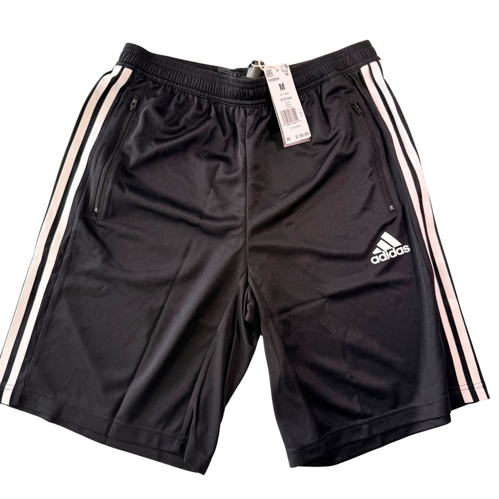 Adidas Designed 2 Move 3-Stripes Primeblue Shorts -Size M, Black and White